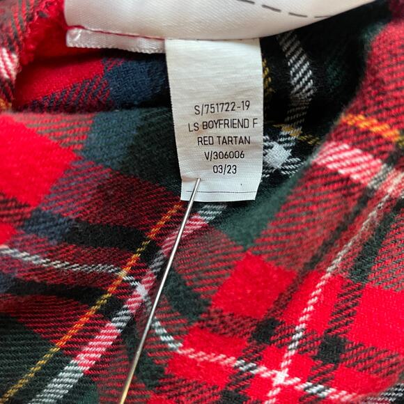 Old Navy Womens Shirt Flannel Tartan Plaid Button Down Red Cabincore Medium - Picture 6 of 7